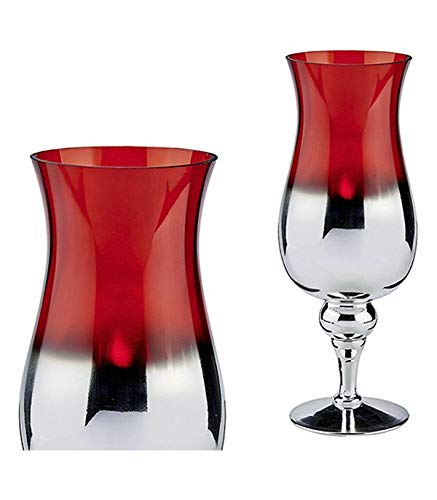 Bigbuy Home S3603454 Teelichthalter Rot Glas, Silber, 13 x 35 x 13 cm von Bigbuy Home