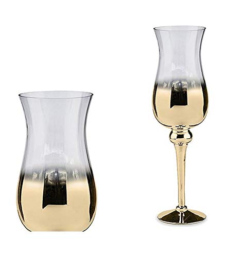 Bigbuy Home S3603587 Teelichthalter Glas, Gold, transparent, 13 x 45 x 13 cm von Bigbuy Home