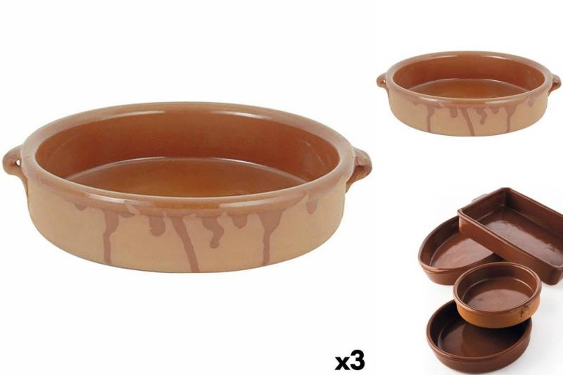 Bigbuy Auflaufform Auflaufform Kochtopf aus Keramik Braun Ø 28 cm 3 Stück, Keramik von Bigbuy