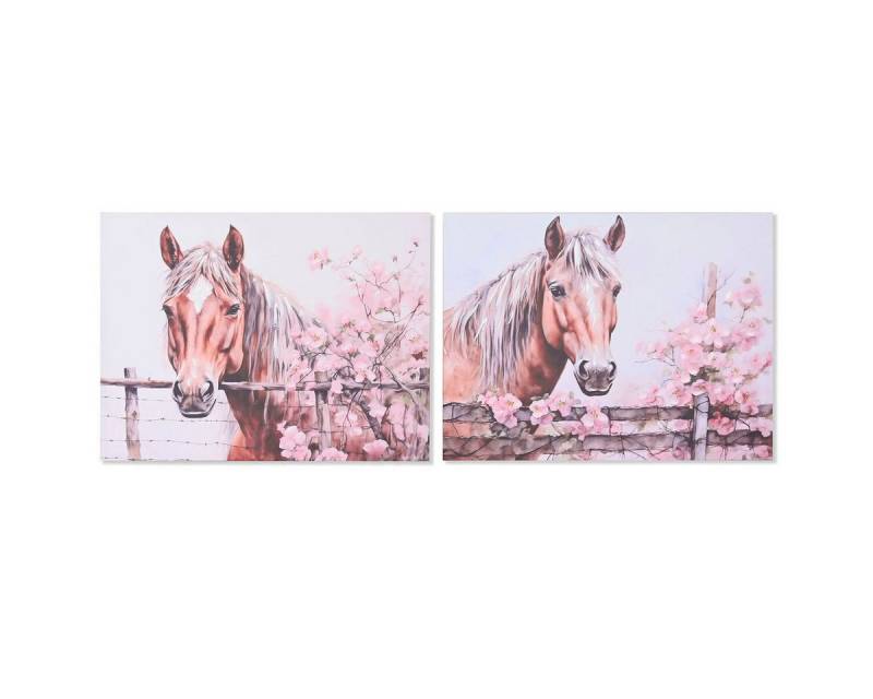 Bigbuy Bild Bild SanLov Beige Rosa Leinwand Holz MDF Pferd Shabby Chic 80 x 2,5 x von Bigbuy