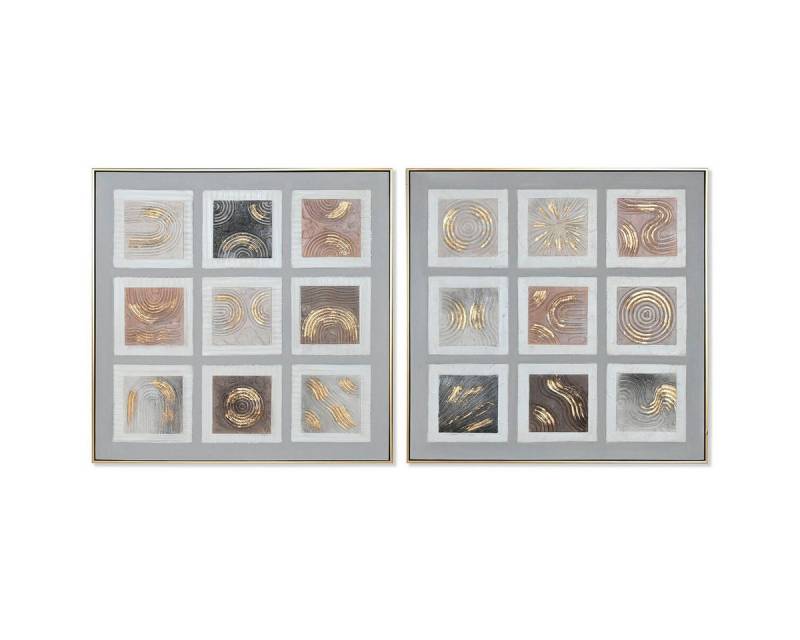 Bigbuy Bild Bild SanLov Braun Beige polystyrol Leinwand Kariert Urban 82 x 5 x 82 von Bigbuy