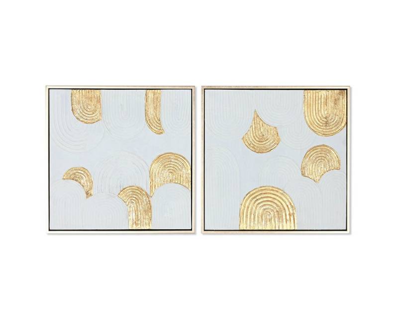 Bigbuy Bild Bild SanLov Weiß Gold polystyrol Leinwand Moderne 42 x 4 x 42 cm 2 Stü von Bigbuy