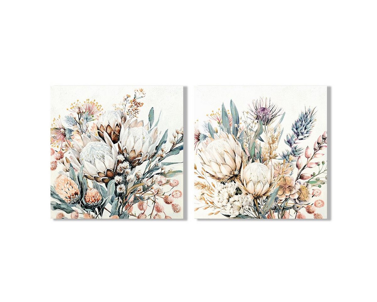 Bigbuy Bild Leinwand SanLove Blomster Shabby Chic 80 x 3 x 80 cm 2 Stück von Bigbuy