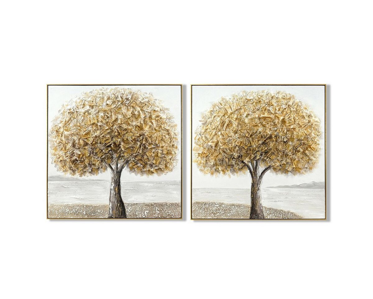 Bigbuy Bild Leinwand SanLove Grau Gold Baum Traditionell 102 x 4,5 x 102 cm 2 Stüc von Bigbuy