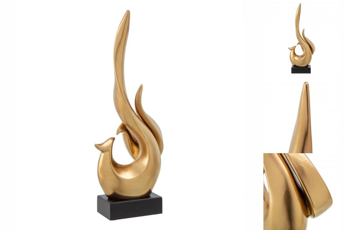 Bigbuy Dekoobjekt Statue Gold Deko-Figur Feuer Flamme 16 x 9 x 43 cm von Bigbuy