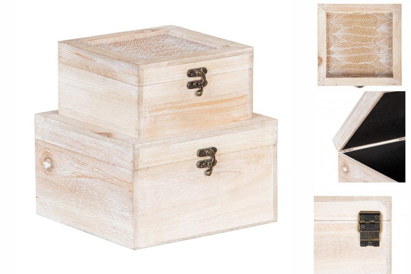 Bigbuy Dekoobjekt Dekorative Box Bettlaken Rattan 20 x 20 x 12 cm DMF 2 Stück von Bigbuy