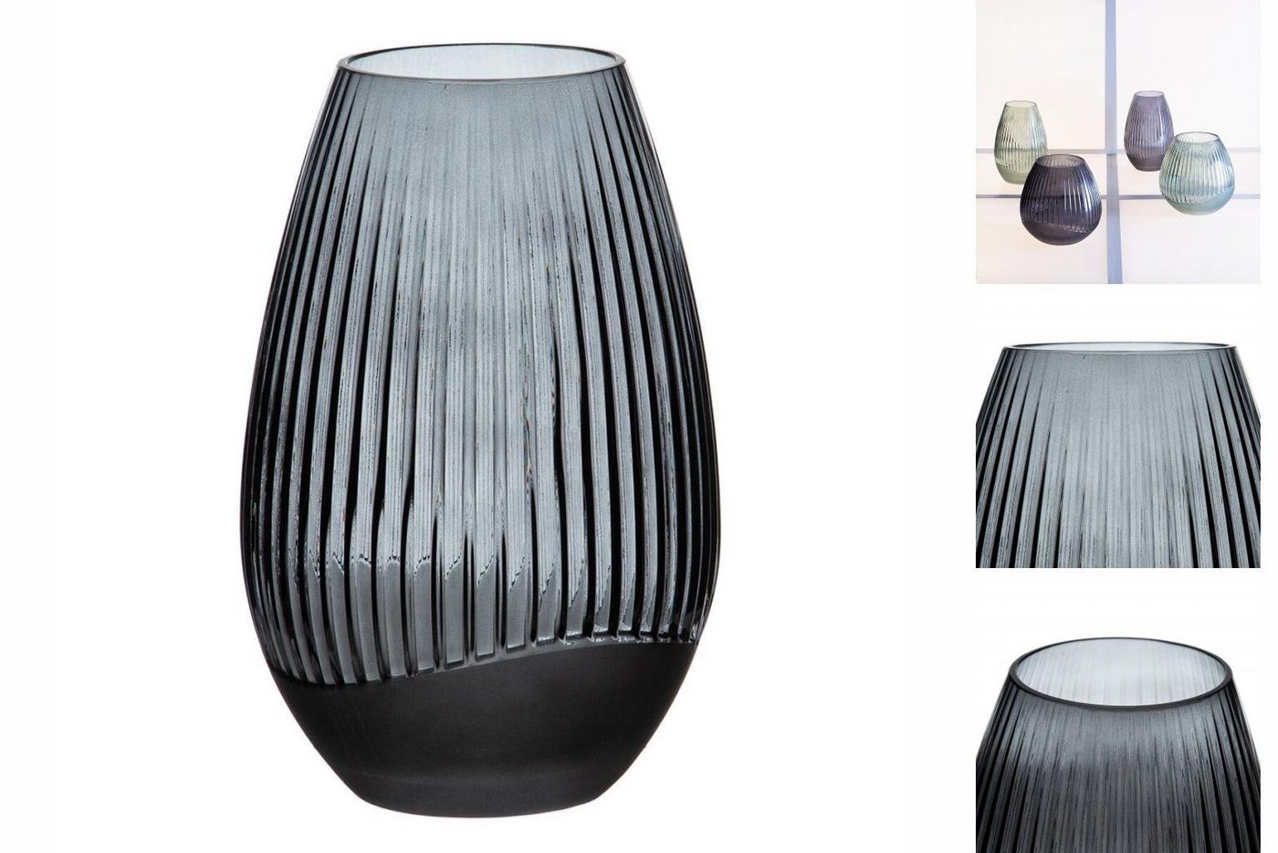 Bigbuy Dekovase Vase 17,5 x 17,5 x 27 cm Grau Glas von Bigbuy