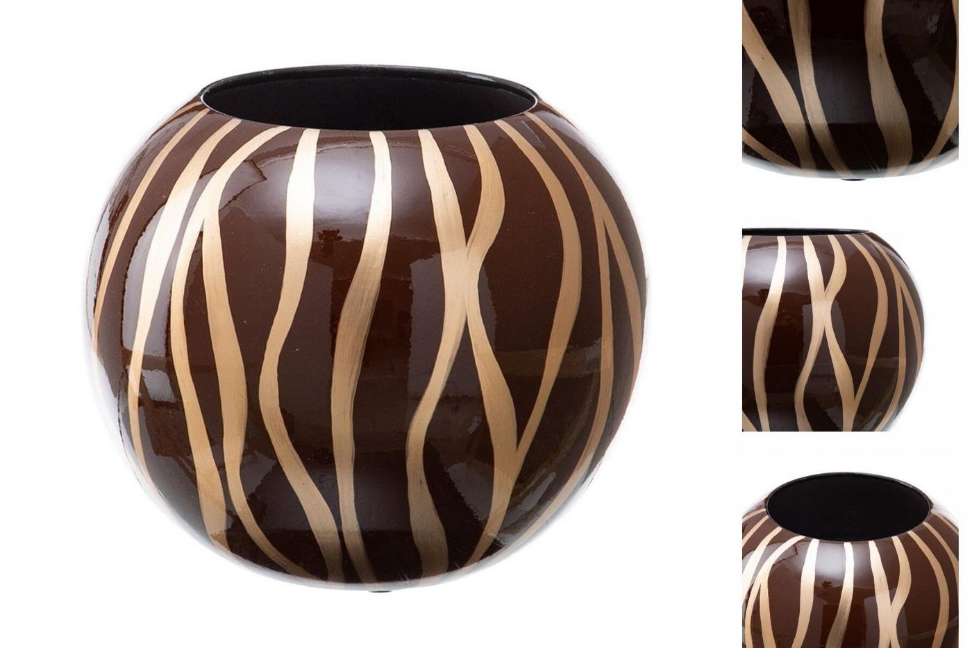 Bigbuy Dekovase Vase 24,5 x 24,5 x 20 cm Zebra aus Keramik Gold Braun von Bigbuy