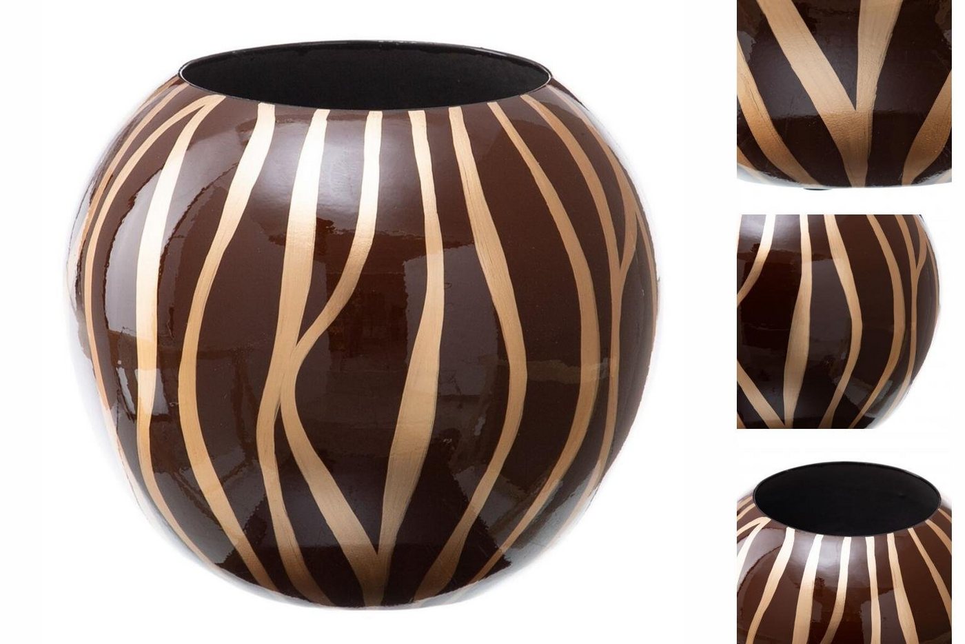 Bigbuy Dekovase Vase 27 x 27 x 23 cm Zebra aus Keramik Gold Braun von Bigbuy