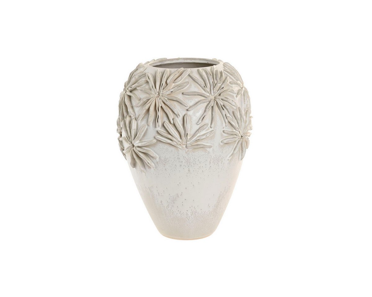 Bigbuy Dekovase Vase SanLove Weiß aus Keramik Handwerks-Stil Pflanzenblatt 27 x 27 x 3 von Bigbuy