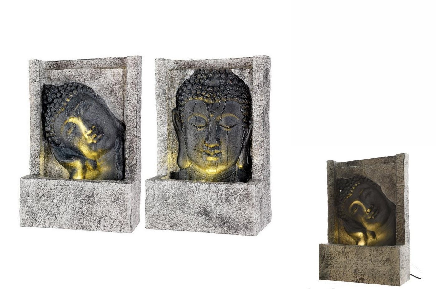 Bigbuy Gartenbrunnen Gartenbrunnen Gesicht Buddha Polyesterharz 13,5 x 28 x 40 cm von Bigbuy