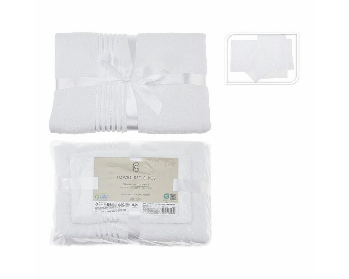 Bigbuy Handtuch Satz Handtücher Essentials Weiß 3 Stücke Badezimmer von Bigbuy
