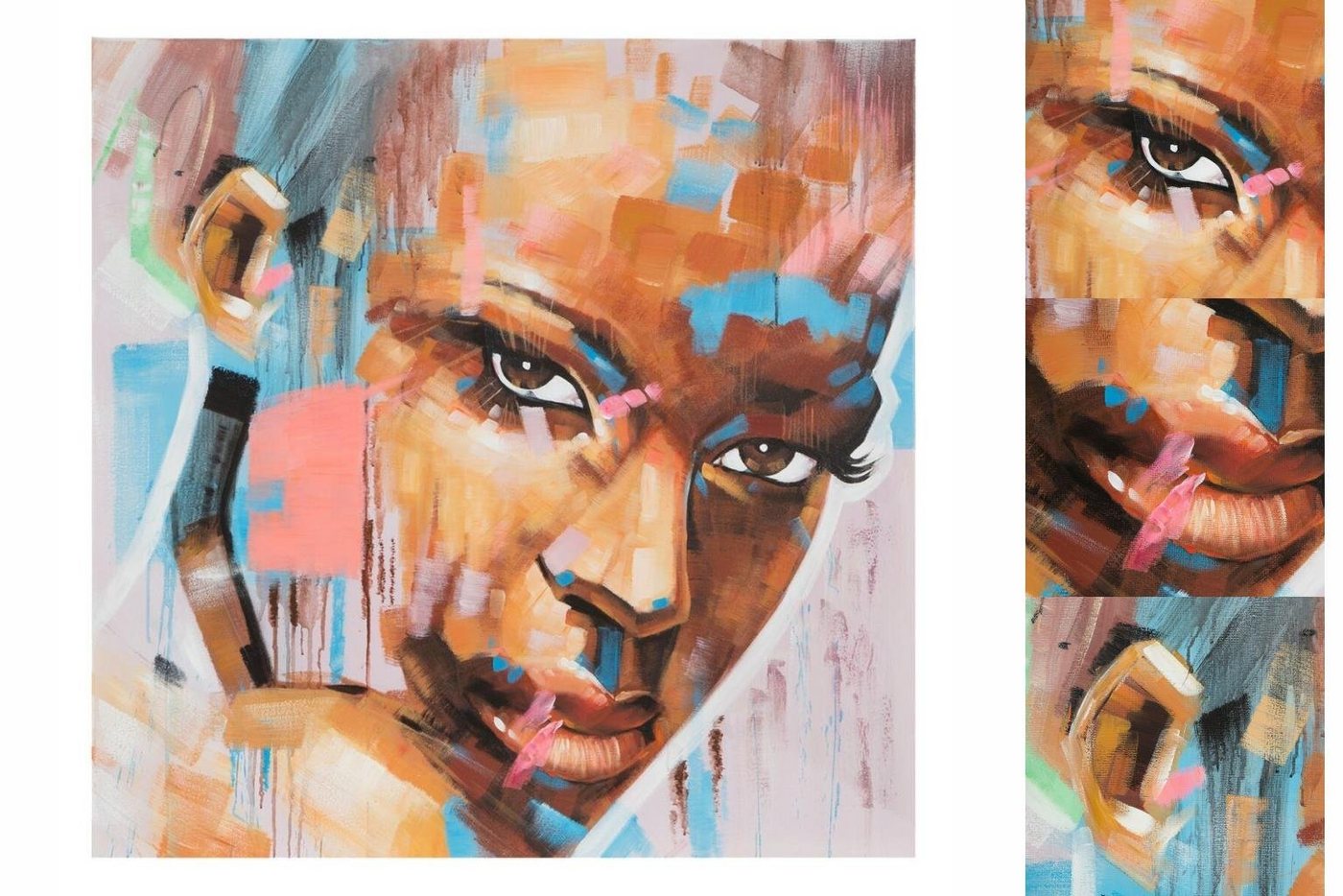 Bigbuy Wanddekoobjekt Leinwand SEMANA ethnische Frau 100 x 3,5 x 100 cm Gesicht von Bigbuy