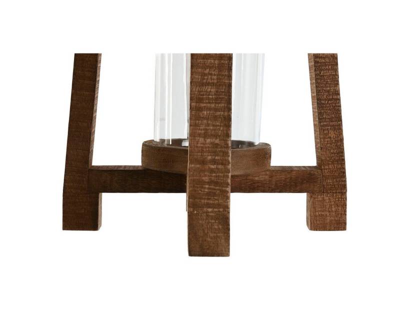 Bigbuy Windlicht Windlicht Kerzenschale Home natürlich Glas Mango-Holz 25 x 25 x 35 cm von Bigbuy