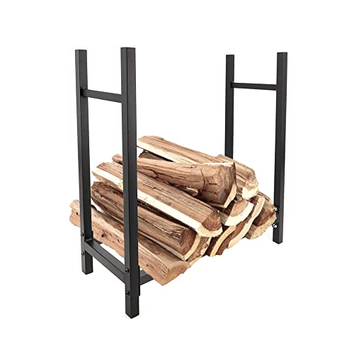 BiggerFire Kaminholzregal Kaminholzhalter Brennholzregal Feuerholzregal Brennholzhalter Karbonstahl Brennholzständer für Scheite Stapelhilfe Innen- und Außeneinsatz 60 x 25.4 x 60.9 cm von BiggerFire