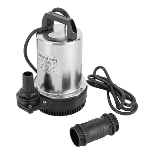160W 12V 6000L/H Tauchpumpe Edelstahl Tauchwasserpumpe Wasserpumpe Pumpe Hoher Lieferdruck Fischzucht Pumpe Schmutzwasserpumpe,Gartenpumpe,Maximale Förderhöhe 9 m von Biggittig
