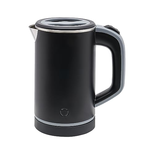 800ML Reisewasserkocher Small Kettle wasserkocher 600 Watt Edelstahl Wasserkocher Klein Severin 5 Minuten Schnell Kochen Reisewasserkocher Mini Black von Biggittig