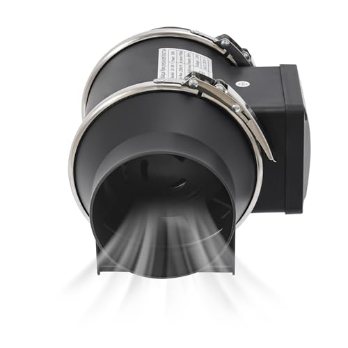 Biggittig Abluftkanal Ventilator 35W Abluftkanallüfter 220V Rohrventilator Inline Kanalventilator Abluftventilator für Badezimmer, Keller, Garage Schwarz Geschwindigkeit 2600rpm von Biggittig