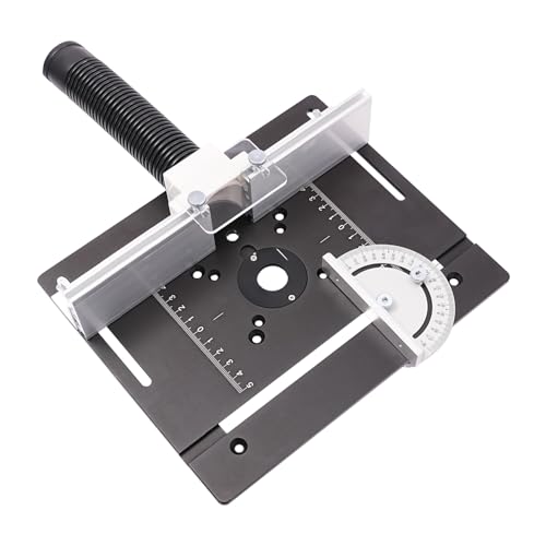 Frästisch Einlegeplatten, Aluminiumlegierung mit Klarer Skala, Frästisch Einlegeplatte für Oberfräsen, Router Table Insert Plate, Fräsplatte Gravur-Hilfswerkzeug mit Gehrungslehre (Schwarz) von Biggittig
