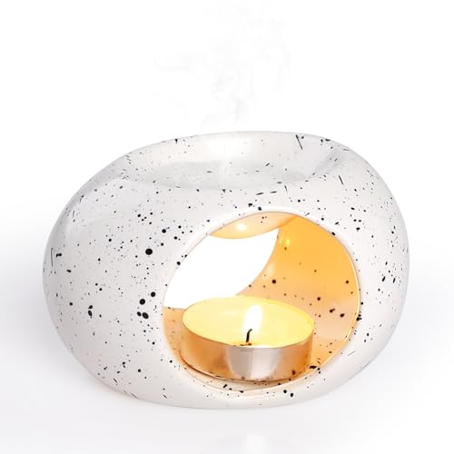 Bighan Duftlampe Aromalampe Teelichthalter Duftlampe aus Keramik mit der Candle Löffel Aroma Diffuser - Spritzer Tinte von Bighan