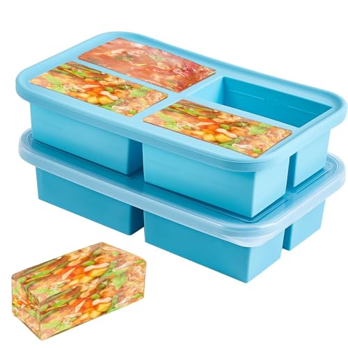 Bigingjia Extra großes Silikon-Gefriertablett mit Deckel, Souper-Gefrierwürfel, Behälter für Suppe, Soßen, Mahlzeitvorbereitung und Babynahrung, BPA-frei, 4 Fächer Bigingjia Extra großes Silikon-Gefriertablett mit Deckel, Souper-Gefrierwürfel, Behälter für Suppe, Soßen, Mahlzeitvorbereitung und Babynahrung, BPA-frei, 4 Fächer von Bigingjia