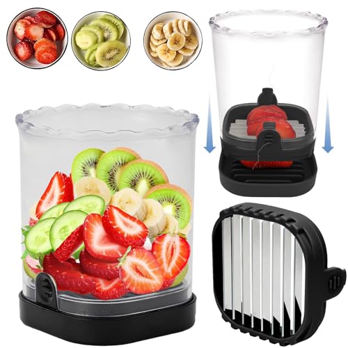 Obstschneider | Erdbeerschneider | Bananenschneider | Traubenschneider | Eierschneider | Abnehmbarer Obstschneider mit Druckplatte für Gemüse Obst Salat Küche Gadget von Bigingjia