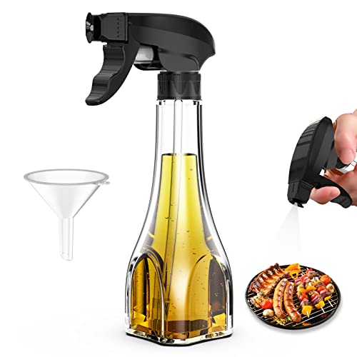 Bigqin Ölsprüher 240ml Multifunktionale Ölflasche, Glas Sprühflasche für Speiseöl, Olivenöl Flasche für Kochen und BBQ - Schwarz von Bigqin