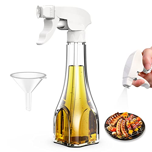 Bigqin Ölsprüher 240ml Multifunktionale Ölflasche, Glas Sprühflasche für Speiseöl, Olivenöl Flasche für Kochen und BBQ - Weiß von Bigqin