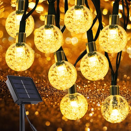 Bigqin Solar Lichterkette Aussen, 6.9M 50 LED Lichterkette Außen IP65 Wetterfest, 8 Beleuchtungsmodi Warmweißes Solar Beleuchtung Outdoor für Garten, Balkon, Party, Hochzeit von Bigqin