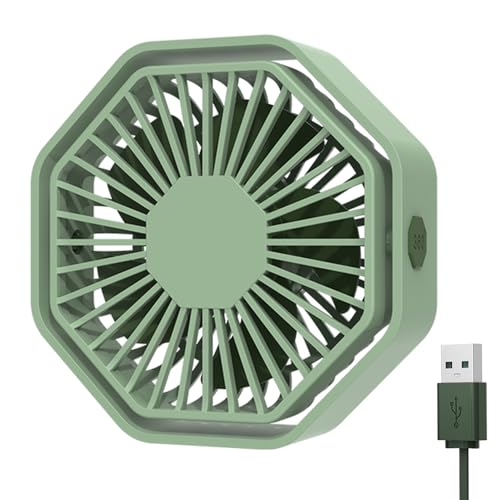 Bigqin USB Ventilator, Mini Ventilator 360° Drehung, 3 Geschwindigkeiten Tischventilator, Leise Hexagon Table Fan kompatibel mit PC Notebook Computer - Grün von Bigqin