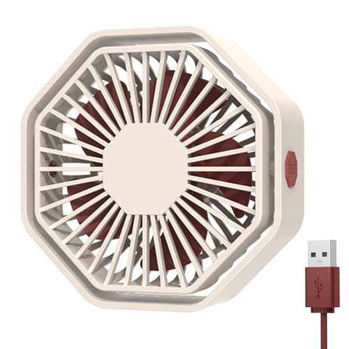 Bigqin USB Ventilator, Mini Ventilator 360° Drehung, 3 Geschwindigkeiten Tischventilator, Leise Hexagon Table Fan kompatibel mit PC Notebook Computer - Weiß von Bigqin