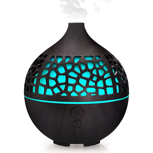 Bigqin Aroma Diffuser 180ML, Ultraschall Aromatherapie Duft Diffusor Luftbefeuchter mit 7 LED Farblicht Aroma Diffusor für Spa Schlafzimmer, Dunkelbraun von Bigqin