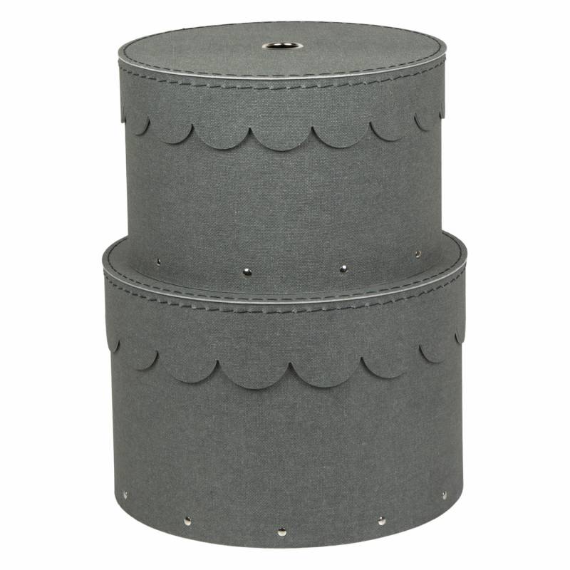 Bigso Box Of Sweden Wilma Aufbewahrungsbox Rund 2er Set Box Stoffbox Grau Canvas B-Ware von Bigso Box of Sweden
