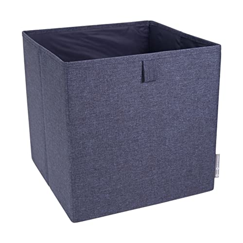 BIGSO Würfelbox für das Regal oder den Schrank – große Aufbewahrungsbox für Kleidung, Spielsachen, Bürobedarf usw. – Faltbare Regalbox aus Polyester und Karton – blau von BIGSO BOX OF SWEDEN