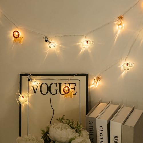 Bigzom LED Lichterkette mit Tier-Motiv - 2,2M 12 LED mit Timer, Batteriebetrieben & Warmweiß - Innen-Deko für Schlafzimmer, Kinderzimmer, Geburtstage (Wohnzimmer, Hausdeko) von Bigzom