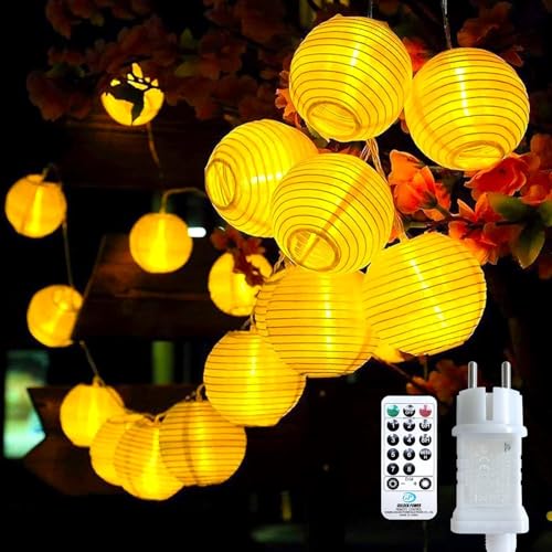 LED Lampion Lichterkette außen mit Timer, 5M 20LEDS Mit Fernbedienung Netzstecker Memoryfunktion auch für Innen LED Lampions für Weihnachten Terrasse Balkon Garten Deko Warmweiß LED Lampion Lichterkette außen mit Timer, 5M 20LEDS Mit Fernbedienung Netzstecker Memoryfunktion auch für Innen LED Lampions für Weihnachten Terrasse Balkon Garten Deko Warmweiß von Bigzom