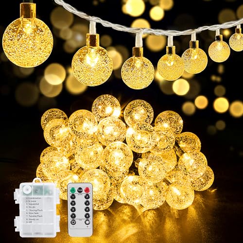 Lichterkette Batterie Außen 8.5M Lichterkette Außen Batterie 80LED Lichterkette Batterie mit 8 Modi IP67 Wasserdichte Fernbedienung für Halloween Weihnachten Innen Outdoor Garten Deko, Warmweiß von Bigzom