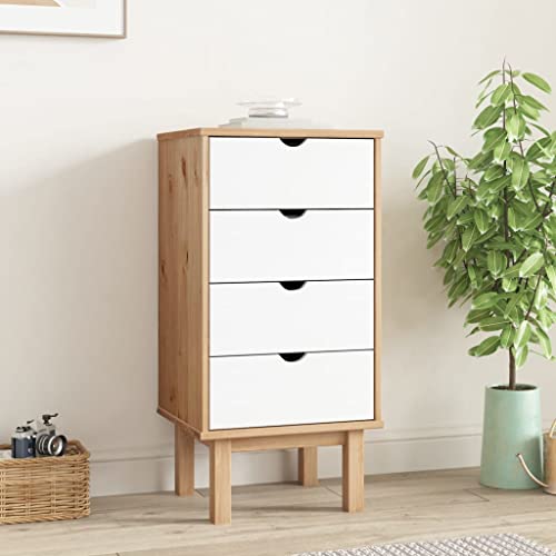 BihaIr Kommode, Sideboard Schrank, Anrichte Highboard für Wohnzimmer Schlafzimmer Flur Esszimmer Braun&Weiß 46x39.5x90 cm Massivholz von BihaIr