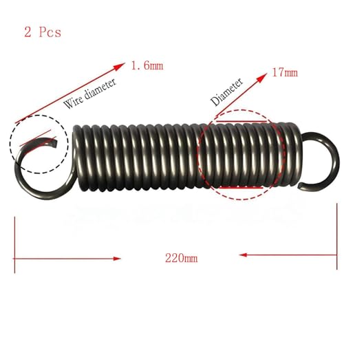 2 Stück Zugfeder 220 mm Freie Länge, 1.6 mm Drahtdurchmesser, 17 mm OD, Doppelhaken-Zugfeder aus Federstahl 2 Stück Zugfeder 220 mm Freie Länge, 1.6 mm Drahtdurchmesser, 17 mm OD, Doppelhaken-Zugfeder aus Federstahl von Bihahyj