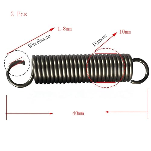 2 Stück Zugfeder 40 mm Freie Länge, 1.8 mm Drahtdurchmesser, 10 mm OD, Doppelhaken-Zugfeder aus Federstahl 2 Stück Zugfeder 40 mm Freie Länge, 1.8 mm Drahtdurchmesser, 10 mm OD, Doppelhaken-Zugfeder aus Federstahl von Bihahyj