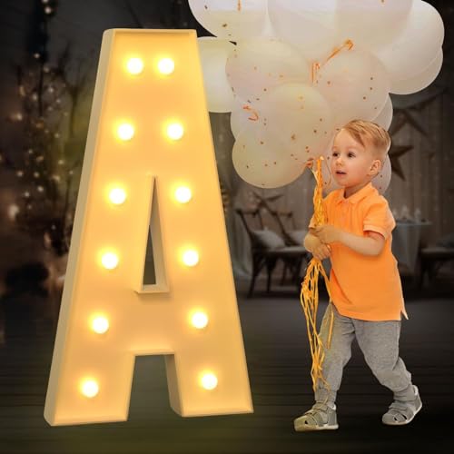 BiiKoon 4FT Festzelt-Leuchtbuchstaben for Geburtstagsparty-Dekorationen, Riesige Festzelt-Buchstaben for Marry Me, Hochzeit, Babyparty, Jubiläumsparty-Dekoration(Color:Letter A,Size:120cm) von BiiKoon