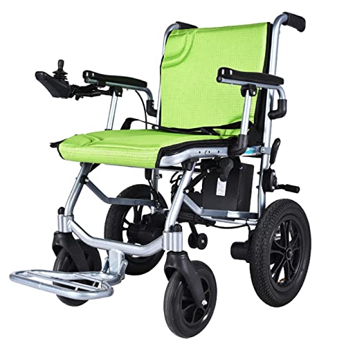 BiiKoon Elektro-Rollstuhl for Erwachsene, Faltbarer, Leichter Elektro-Rollstuhl, Selbstfahrender Rollstuhl mit Abnehmbarem Akku, Tragbare Reise-motorrollstühle mit Doppelsteuerung (Color : Green) von BiiKoon