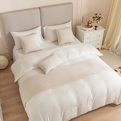 Solide Bettläufer, holländischer Samt-Bettschal Weizenohrmuster Bettflagge für den Fuß des Bettes gestepptes Bett Handtuch Bettwäsche Schutz für Gästehaus Hotel Schlafzimmer, Beige 45x210cm von BiiKoon