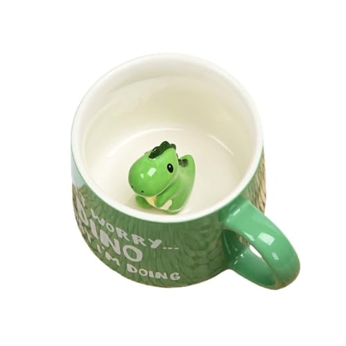 3D Tasse Dinosaurie Keramik Kaffeetasse mit Spruch 350ml Lustige Tassen Einzigartige Handgefertigte Tasse Geschenke Für Freunde Kinder Mädchen Frau Geburtstagsgeschenk(Grüner Dinosaurier) von Biigming
