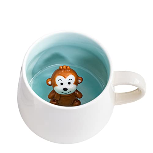 3D Tasse mit Affe, 3d Tier Tasse, Tasse aus Keramik 12oz Handgemachte Figur Milch Tasse, Lustige Geschenke für frauen Freunde Kinder Mädchen Frau Geburtstagsgeschenk(Affe) von Biigming