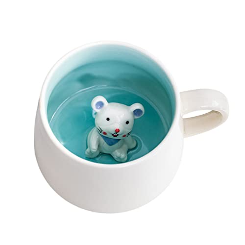 3D Tasse mit Maus,3d Tier Tasse, Tasse aus Keramik 12oz Handgemachte Figur Milch Tasse, Lustige Geschenke für frauen Freunde Kinder Mädchen Frau Geburtstagsgeschenk(Maus) von Biigming