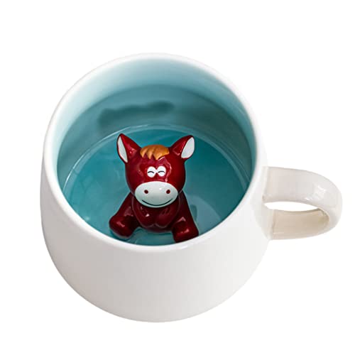 3D Tasse mit Pferd, 3d Tier Tasse, Tasse aus Keramik 12oz Handgemachte Figur Milch Tasse, Lustige Geschenke für frauen Freunde Kinder Mädchen Frau Geburtstagsgeschenk(Pferd) von Biigming