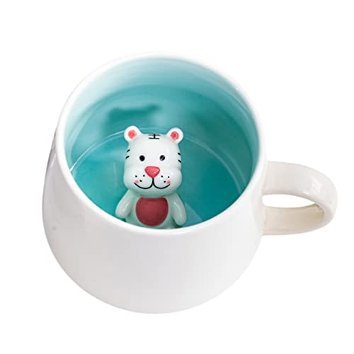 3D Tasse mit Tiger, 3d Tier Tasse, Tasse aus Keramik 12oz Handgemachte Figur Milch Tasse, Lustige Geschenke für frauen Freunde Kinder Mädchen Frau Geburtstagsgeschenk(Tiger) von Biigming