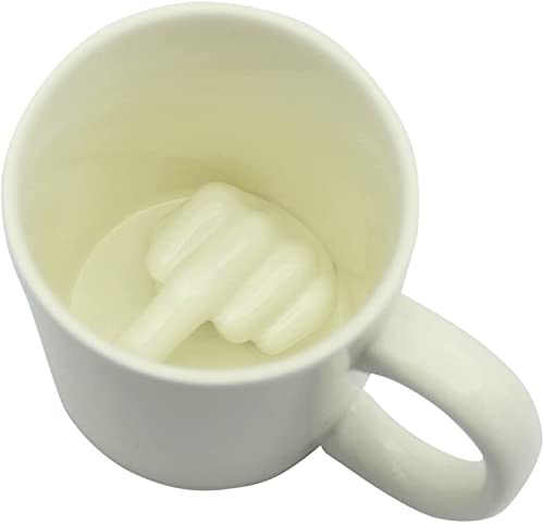 Biigming Mittelfinger tasse kaffeetasse mit 3D mittelfinger am boden 350ml Sowohl spülmaschinen- als auch mikrowellengeeignet Geschenk für Familie, Freund, Lehrer von Biigming