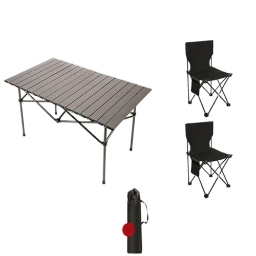 Biijuk Campingtische Outdoor-Picknick-Klapptisch, Eierrollen-Tisch Und Stuhl-Set Aus Titanstahl, Tragbarer Camping-Tisch Und Stühle Campingtisch (Color : Silver, Size : B) von Biijuk